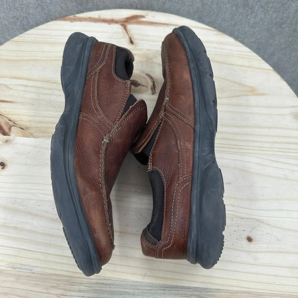 Clarks Bradley Step Loafers Mens 12 Brown Leather Comfort Casual Slip On Shoes